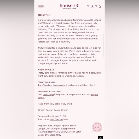 House of CB Shiema Rich Brown Fit & Flare Deep Vneck Mini Dress Size S Party - Picture 11 of 11